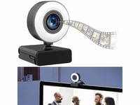 Somikon : Webcam USB Full HD avec autofocus, double micro intégré et anneau d'éclairage