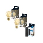 WiZ - 2xA60 Amber lampe E27 Justerbar Hvit & Fjernkontroll - Pakke