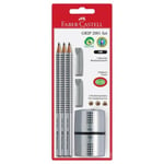 Faber-Castell Grip 2001 HB Pencil Set With Soft-Grip Zone & 2 Vinyl Erasers