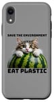 iPhone XR Save The Environment Eat Plastic Funny Microplastics Cat Case