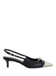 Dune Capsule Leather Pointed Slingback Courts, Black/Cream