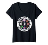 Womens Northern Soul Badges, Manchester, Blackpool, Stoke, Wigan V-Neck T-Shirt