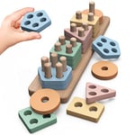 Joozmui Jouets Puzzle en Bois Montessori 1 2 3 Ans, Jouets d'Activité et de Développement en Bois Montessori pour Enfants 1 an (B)