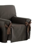 Estoralis Beret Housse de canapé avec nœuds Design Moderne Tissu Jaquard Marron pour Fauteuil ou Relaxation 1 Place Taille du Tissu (de 80 à 110 cm) Housse pour Tout Type de canapé