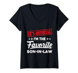 Womens It's Official I'm The Favorite Son In Law Tees Funny Vintage V-Neck T-Shirt