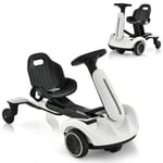 GOPLUS Kart Électrique Enfants 6V, Jouet de Voiture avec Volant et Siège Réglables, 4,2-4,8KM/H, Voiture à Pédales, pour Garçons et Filles de 3-8 Ans (Rose) (2 Positions, Blanc)