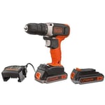 BLACK+DECKER BCD001E2K-QW Perceuse-Visseuse sans fil - 37 Nm - 600 trs-min - 2 Batteries - Livrée en coffret, 18V BCD001E2K-Q