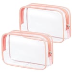 Aucuu 2PCS Trousse de Toilette Transparente, Kit de Voyage pour l’Avion, PVC Étanche Trousse de Maquillage Voyage, Sac de Rangment pour Voyage Avion Transparente Sac Cosmétiques pour Homme et Femme