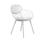 Magis - Pina Chair White legs/White seat/White leather cushions - Ruokapöydän tuolit - Jaime Hayón