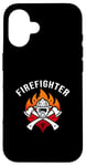 Coque pour iPhone 16 Casque de pompier - Hache - Flamme - Appréciation Hero