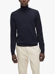 BOSS Musso Wool Roll Neck Jumper, Dark Blue