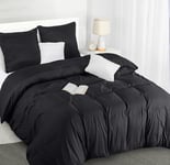 Utopia Bedding Housse de Couette 220x240 cm avec 2 Taies d'oreiller 65x65 cm (Noir) - Parure de lit 220 x 240 cm - Ensembles de Housses de Couette en Microfibre brossée Douce