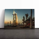 Big Box Art Canvas Print Wall Art Burj al Arab Dubai | Mounted and Stretched Box Frame Picture | Home Decor for Kitchen, Living, Dining Room, Bedroom, Hallway, Multi-Colour, 30x20 Inch