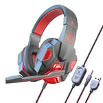 Casques De Jeu Casque Basse St¿r¿o Sur-Tete ¿couteurs PC Ordinateur Portable Avec Microphone Casque Filaire Pour PC PS4 Xbox T¿l¿phone Gamer-Rouge Avec Lumiere_XINENGJI