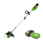 Coupe-Bordures à Batterie Greenworks (40V Largeur de Coupe 30cm 7500 TR/Min contrôle de Vitesse Variable Alimentation Automatique du Fil protège-Fleur) + 40V G40B5 Batterie + Chargeur De Batterie 40V