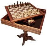 VEVOR Jeu d'Échecs Dames Backgammon 3 en 1, Échiquier en Bois de Haute Qualité de 44 x 67,5 cm, Table de Jeu Combo de Luxe, Matériels pour Jeux de Société en Famille Fête Soirée Maison