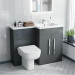 Nes Home Dark Grey Gloss RH Vanity Cabinet Basin Sink 1100mm and BTW Toilet