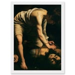 Caravaggio David Goliath Religious Painting Artwork Framed Wall Art Print A4