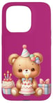 Coque pour iPhone 15 Pro Birthday Wishes Ours en peluche marron pour fille ou garçon