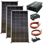 Solaire Set 12V 3x130 Watt Poly Module 1500 W Transformateur de Tension 30A