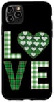 Coque pour iPhone 11 Pro Max Motif cœur vert à carreaux