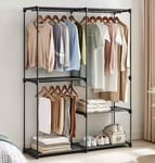 Industrial Open Wardrobe Clothes Rail Rack Bedroom Storage Metal Shelves Unit