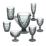 Lot de 7 verres gris verres à eau verres à vin coupe à champagne bol à glace