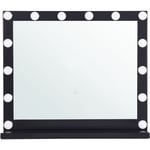 Miroir de Table de Forme Rectangulaire 50 x 60 cm avec Éclairage led et Cadre en Acier Noir Beliani