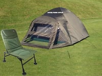 2 Man Double Skin NGT Green Carp Fishing Bivvy Tent Shelter + Green Chair