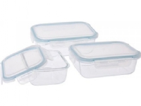 Bigbuy Home Set Lunchlådor Glas Polypropylen 3 Delar