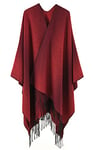 Maeau - Écharpe Femme avec Franges pour Automne et Hiver Poncho Dégradé de Couleur Unie Châle Cachemire Doux 130 * 160CM Cape Poncho Réversible pour Quotidien Bureau Voyage Scolaire