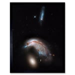 Hubble Space Telescope Image Colliding Galaxy Pair ARP 142 Spiral NGC 2936 Interacting With Elliptical NGC 2937 Art Print Framed Poster Wall Decor