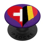 Coeur pour Fier Suisse Belge Un Drapeau Belgique Suisse PopSockets PopGrip Adhésif