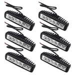 6PCS 18W Phare de Travail Carre a Leds Angle 60 dc 12V-24V Quad Camion Bateau Tracteur Offroad Impermeable - Noir - Vingo