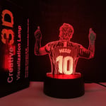 3D Nattljus Fotboll Karaktär Messi 3D Lampa USB Svart Touch Färgglad Fjärrkontroll 16 färger Fans present Födelsedag Bästa present 1