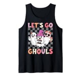 Lets Go Ghouls Retro Halloween Ghost Women Toddler Girl Tank Top