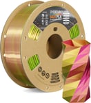 Filament PLA en soie double couleur de 1,75 mm, filament brillant sans obstruction pour imprimante 3D, bobine de 1 kg, précision dimensionnelle +/- 0,02 mm, compatible avec la plupart des