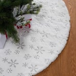 Shining House - 122cm Jupe de Sapin de Noël, Tapis Sapin Noël Blanc Rond, Douce Tapis de Sapin de Noel avec Argent Flocons de Neige, Décorations