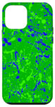 Coque pour iPhone 12 mini Bleu + éclaboussures de peinture vert anis