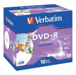 Verbatim DVD+R, 16x, 4,7 GB/120 min,10-pack jewel case, AZO, printable