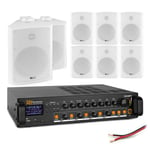 4-Zone Wall Speaker System 8 x 5" BC50V White Speakers with Bluetooth Amplifier