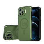 Coque magnétique pour iPhone 12 Pro Compatible avec MagSafe,Support Bague de caméra intégré Étui téléphone Portable,Antichoc blindé Militaire Robust Duty Stand Étui pour iPhone 12 Pro -Vert