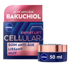 NIVEA Cellular EXPERT LIFT Soin de Nuit (1 x 50 ml), crème anti-âge enrichie en Acide Hyaluronique et Bakuchiol, soin visage femme pour tous types de peaux