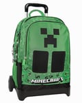 Minecraft - Sac à dos scolaire trolley officiel Minecraft, poignée réglable, chariot amovible, bretelles rembourrées et réglables, 2 compartiments principaux, poches avant avec fermeture éclair, 34 x