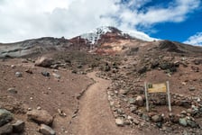 The beautiful Chimborazo Volcano with a blue sky day in Ecuador South America