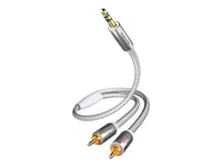 In-Akustik Premium Mp3 Audio Cable - Lydkabel - Rca X 2 Hann Til Mini-Phone Stereo 3.5 Mm Hann - 5 M - Dobbeltisolert - Hvit, Sølv