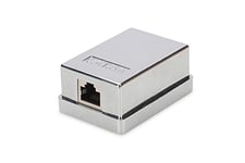 DIGITUS Prise de raccordement Cat-6A - 1 Port RJ45 - Boîtier en saillie - Prise réseau - LSA Scheidklemme - Blindé - Argenté