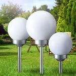 Lot de 3 Lampes Extérieures Solaires led Jardin Déco Lampes Branchables Boules Blanches 15 et 25 cm