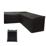 Housse Canapé d'angle de Jardin Imperméable Bâche de Protection Salon en Forme L Anti-UV Couverture de Meuble Extérieur pour Jardin Terrasse (215X215X87CM, Noir)