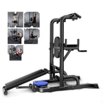 MYMGG Power Tower with Sit Up Bench, Dip Station Pull Up Bar for Home Gym Strength Training Workout Equipment, Height Adjustable Exercise Push Up Tower Dip Stand